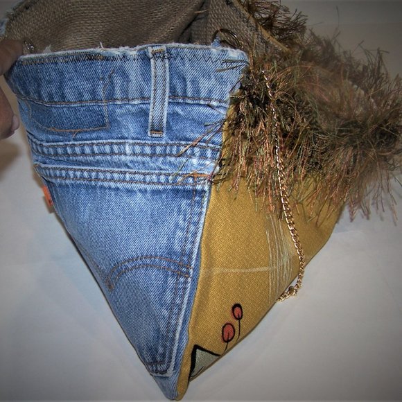 Retro Hip Chix Shoulder Bag Jean/MCM Fabric Funky - Picture 7 of 7